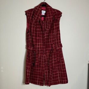 Women's Red Tweed Vest